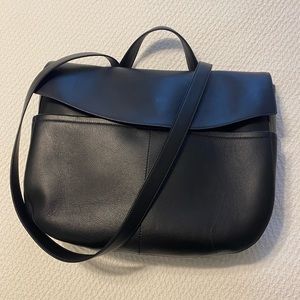 Cuyana Convertible Black Leather Satchel 13”